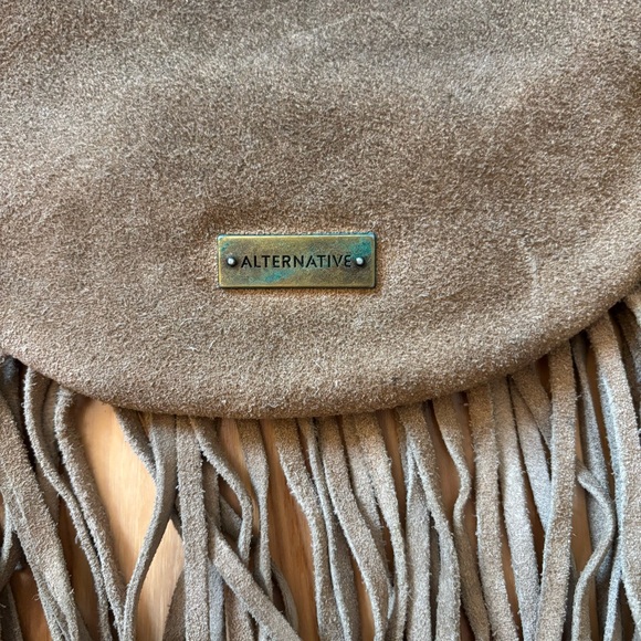 Vintage Y2K Alternative Suede Fringe Accent Crossbody Bag - Picture 8 of 12